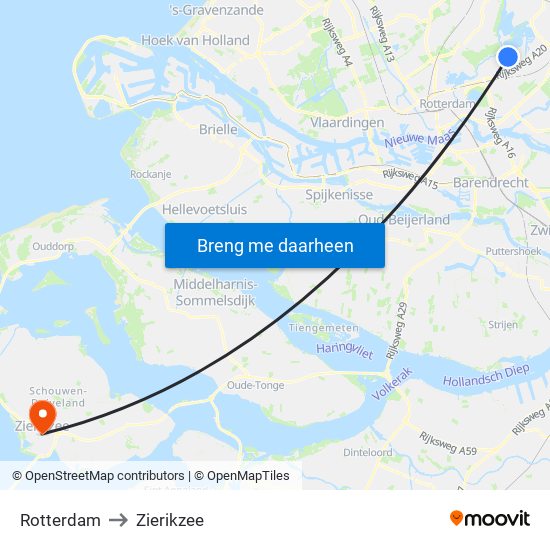 Rotterdam to Zierikzee map