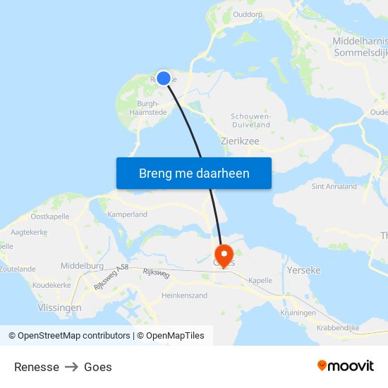 Renesse to Goes map