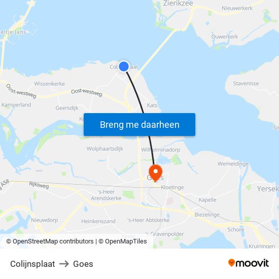 Colijnsplaat to Goes map