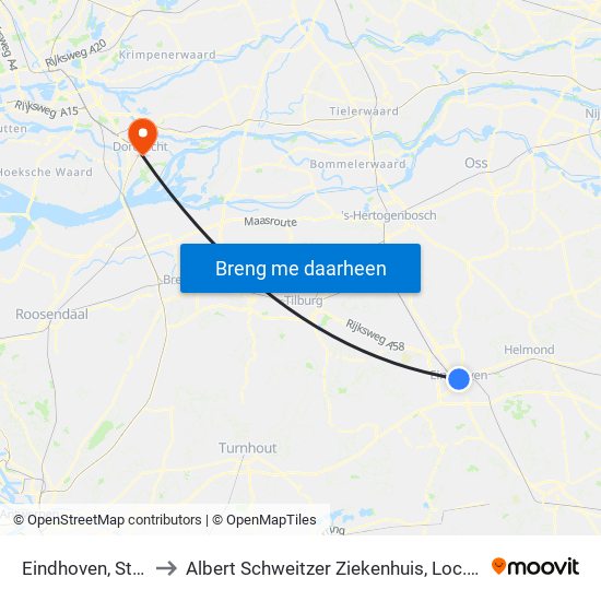 Eindhoven, Station to Albert Schweitzer Ziekenhuis, Loc. Dordwijk map