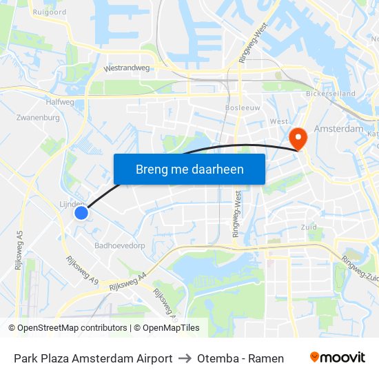 Park Plaza Amsterdam Airport to Otemba - Ramen map