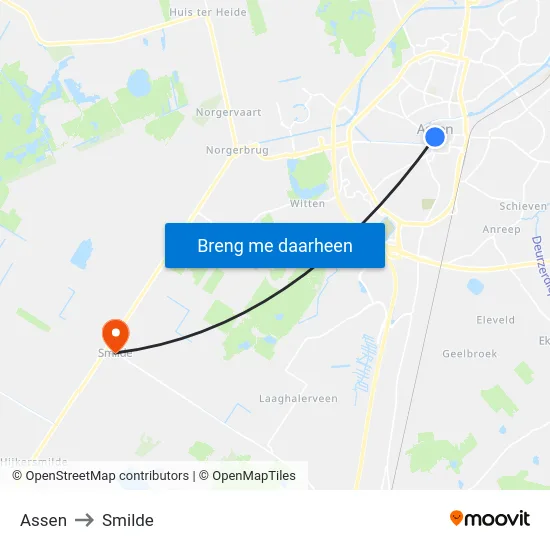 Assen to Smilde map