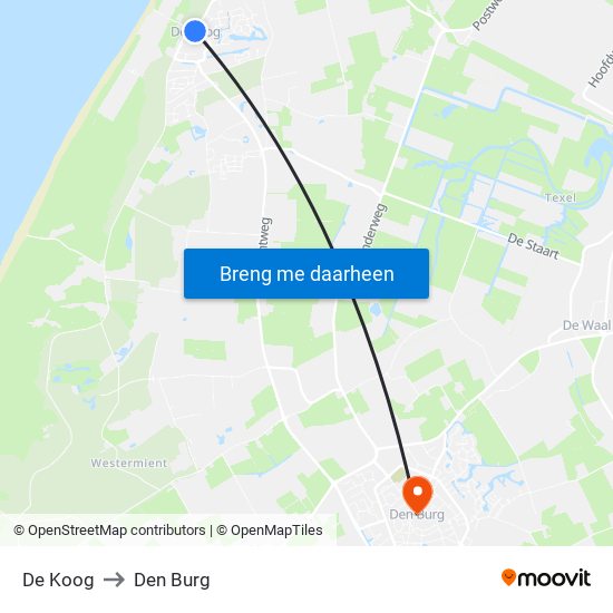 De Koog to Den Burg map