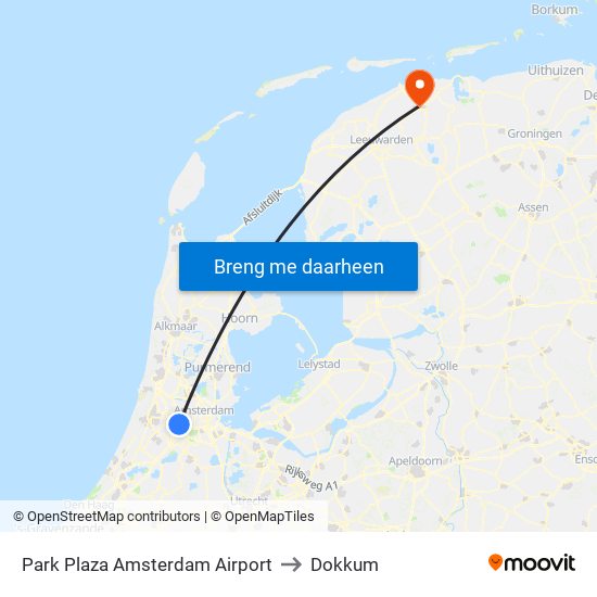 Park Plaza Amsterdam Airport to Dokkum map