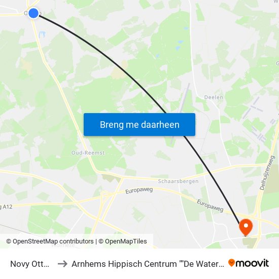 Novy Otterlo to Arnhems Hippisch Centrum ""De Waterberg"" map