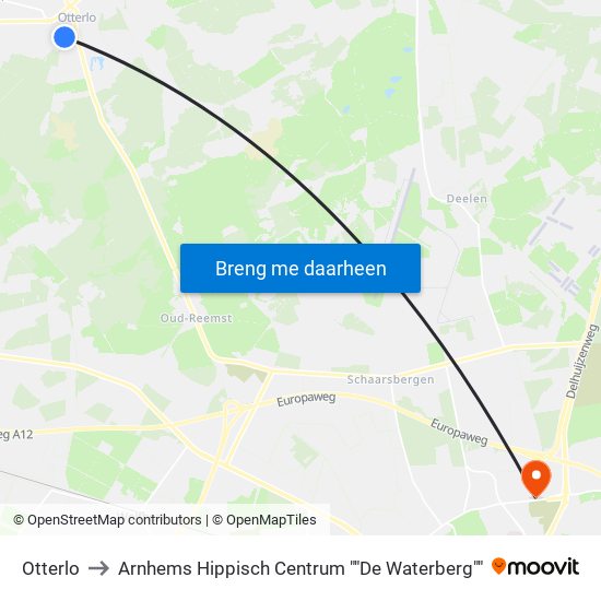 Otterlo to Arnhems Hippisch Centrum ""De Waterberg"" map