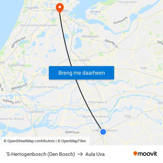 'S-Hertogenbosch (Den Bosch) to Aula Uva map