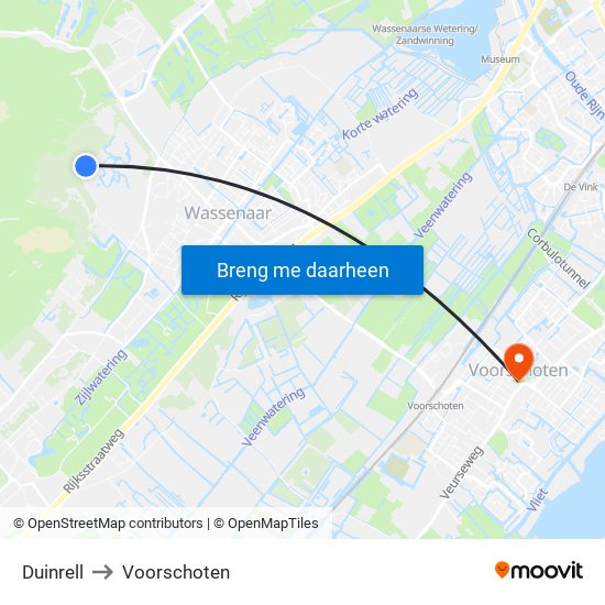 Duinrell to Voorschoten map