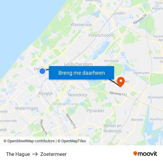 The Hague to Zoetermeer map
