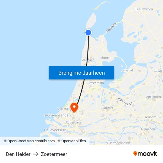 Den Helder to Zoetermeer map