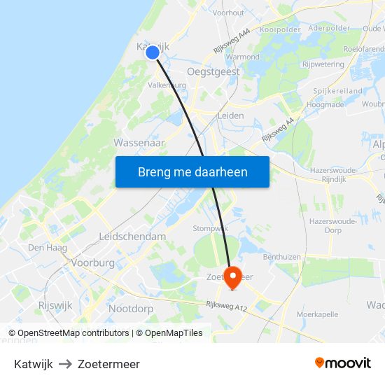 Katwijk to Zoetermeer map