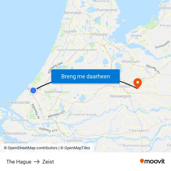 The Hague to Zeist map