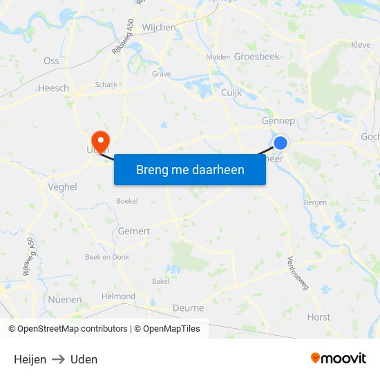 Heijen to Uden map