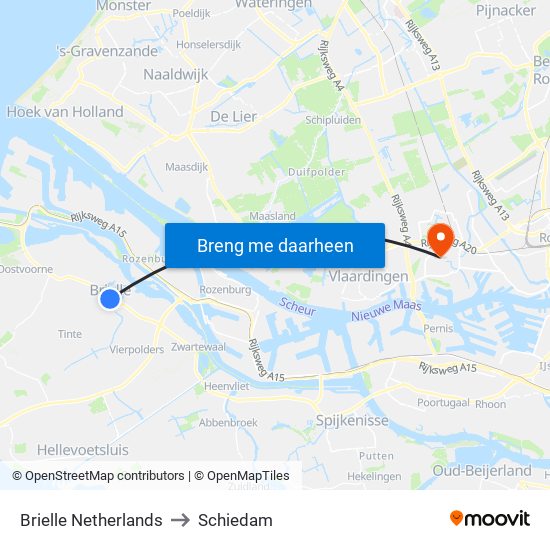 Brielle Netherlands to Schiedam map