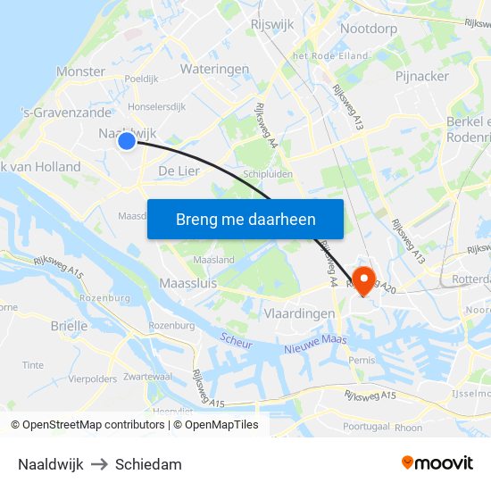 Naaldwijk to Schiedam map