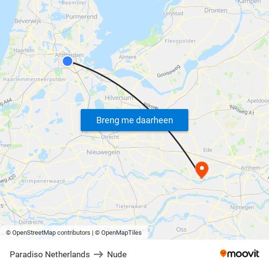 Paradiso Netherlands to Nude map