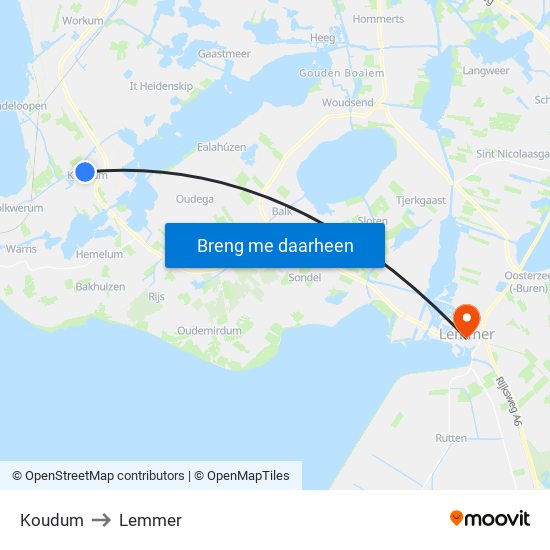 Koudum to Lemmer map