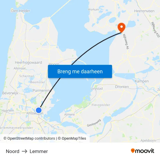 Noord to Lemmer map