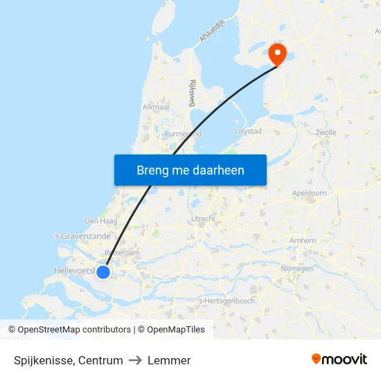 Spijkenisse, Centrum to Lemmer map