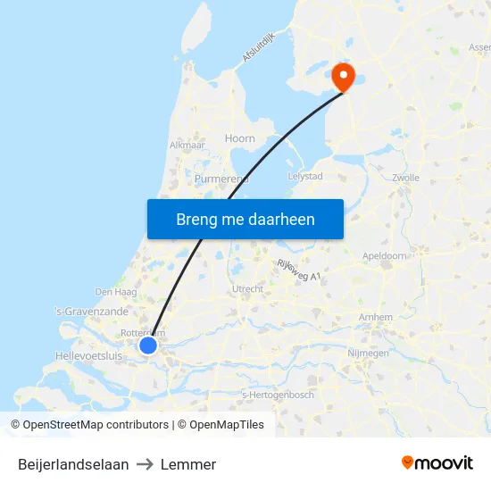 Beijerlandselaan to Lemmer map