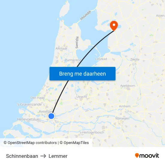 Schinnenbaan to Lemmer map
