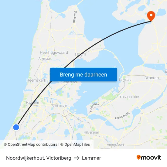 Noordwijkerhout, Victoriberg to Lemmer map