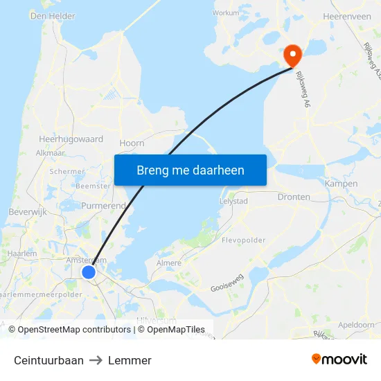 Ceintuurbaan to Lemmer map