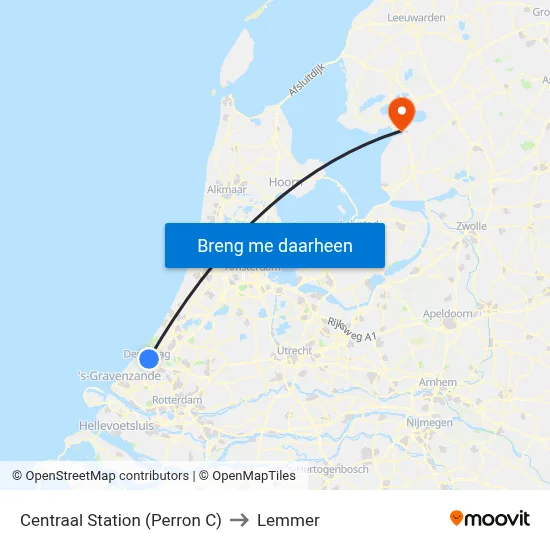 Centraal Station (Perron C) to Lemmer map