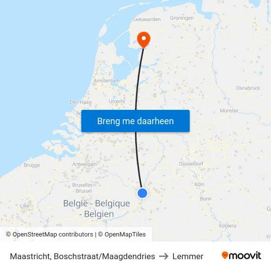Maastricht, Boschstraat/Maagdendries to Lemmer map