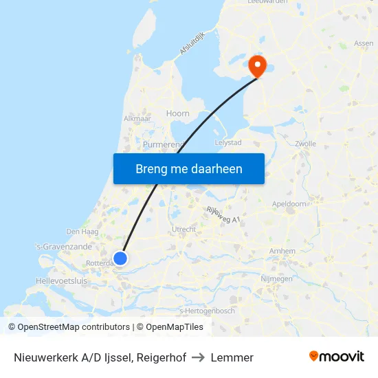 Nieuwerkerk A/D Ijssel, Reigerhof to Lemmer map