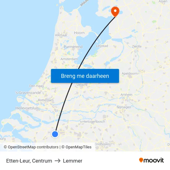 Etten-Leur, Centrum to Lemmer map
