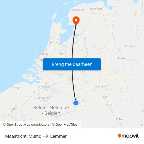 Maastricht, Mumc to Lemmer map