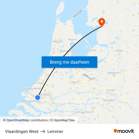 Vlaardingen West to Lemmer map