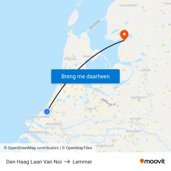 Den Haag Laan Van Noi to Lemmer map