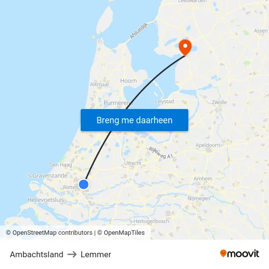 Ambachtsland to Lemmer map