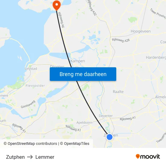 Zutphen to Lemmer map