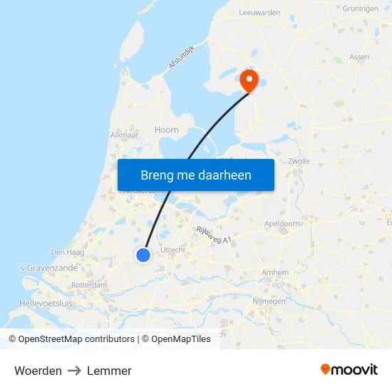 Woerden to Lemmer map