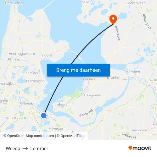 Weesp to Lemmer map