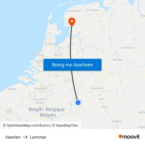 Heerlen to Lemmer map
