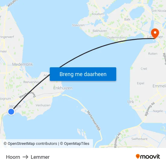 Hoorn to Lemmer map