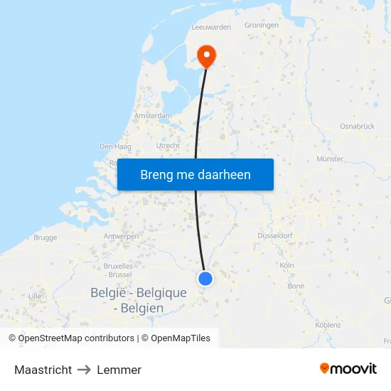 Maastricht to Lemmer map