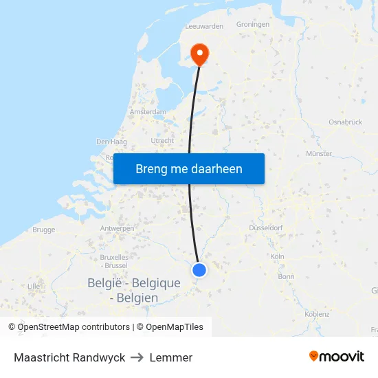 Maastricht Randwyck to Lemmer map