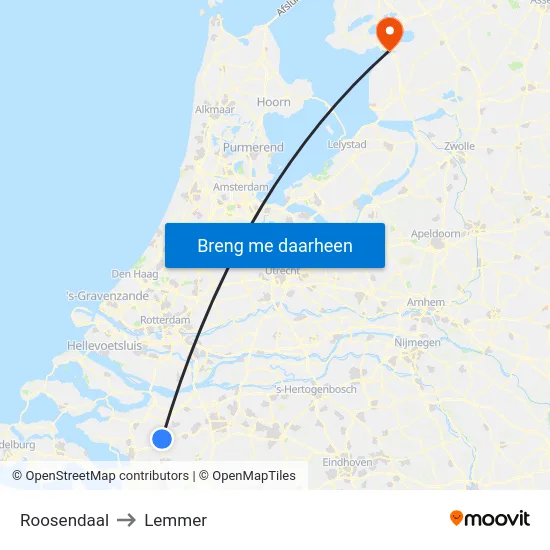 Roosendaal to Lemmer map