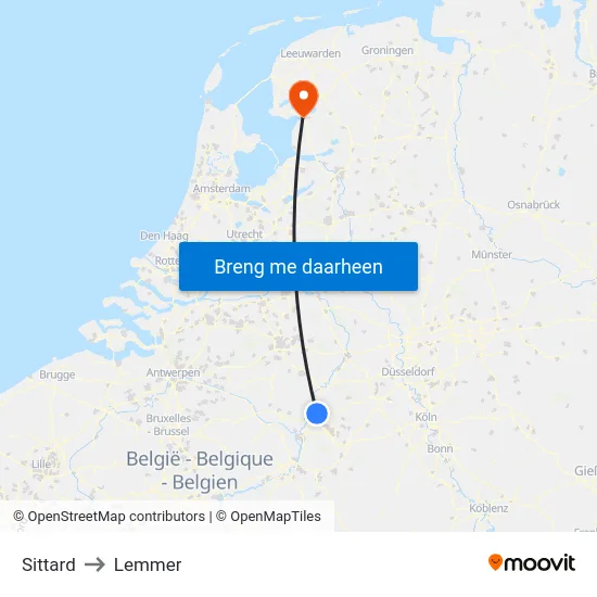 Sittard to Lemmer map