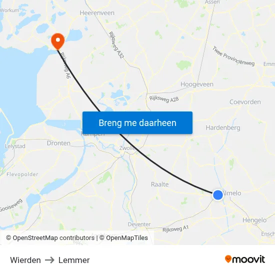 Wierden to Lemmer map