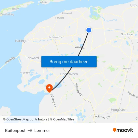 Buitenpost to Lemmer map