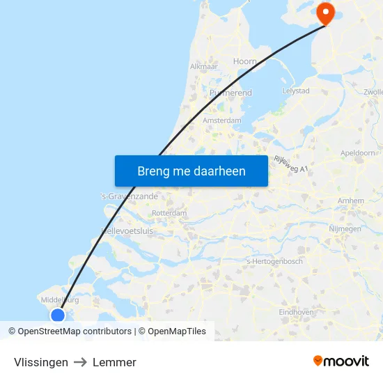 Vlissingen to Lemmer map