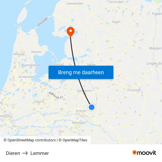 Dieren to Lemmer map