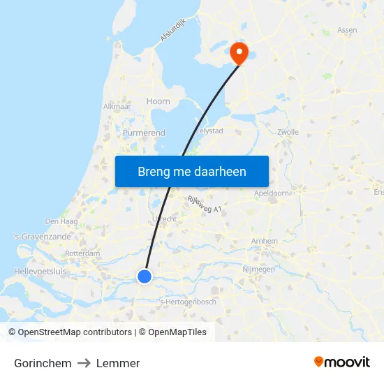 Gorinchem to Lemmer map