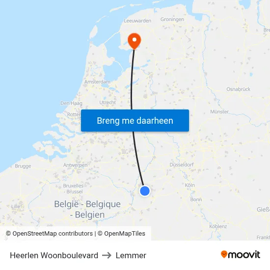 Heerlen Woonboulevard to Lemmer map